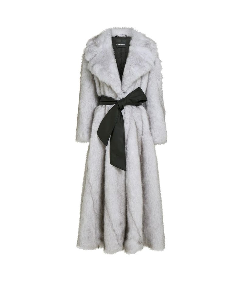 Karl Lagerfeld Belted Faux Fur Coat