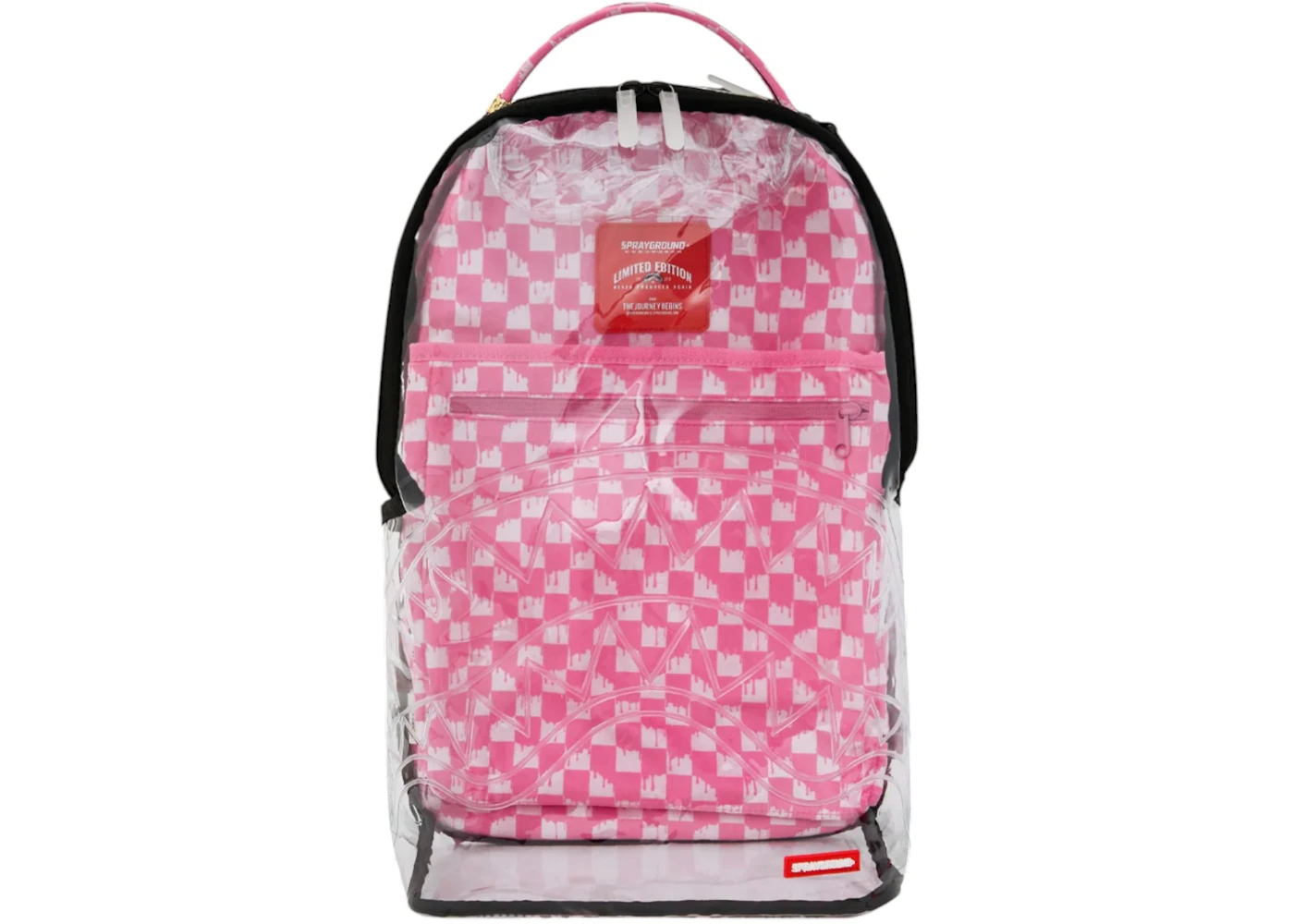 Sprayground Clear DLX Checked Out Backpack Pink Drip