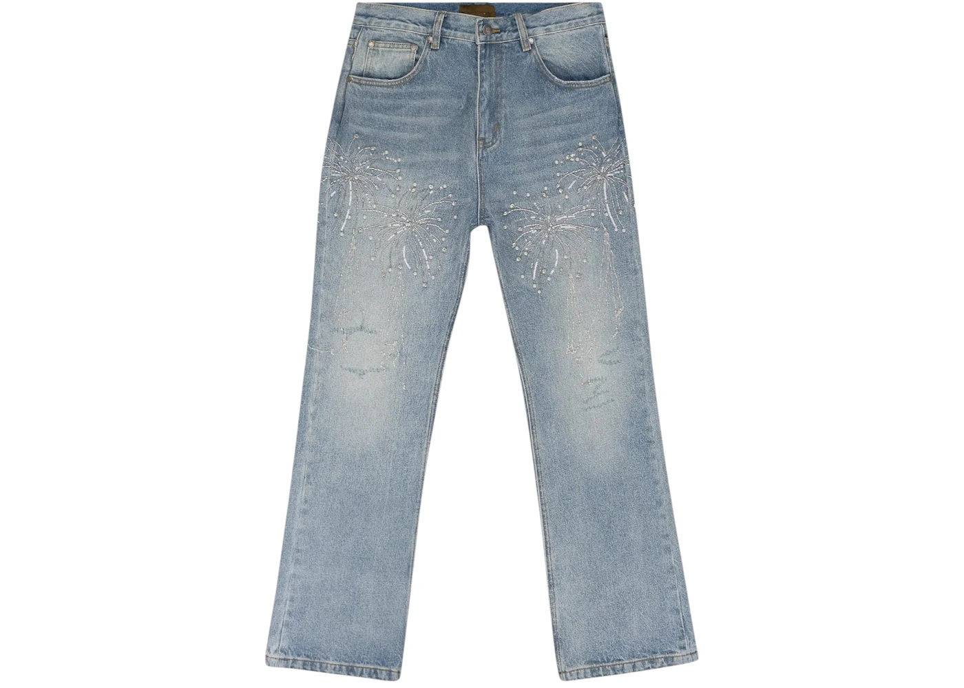 Birth Of Royal Child Fireworks Wash Denim Pant Blue