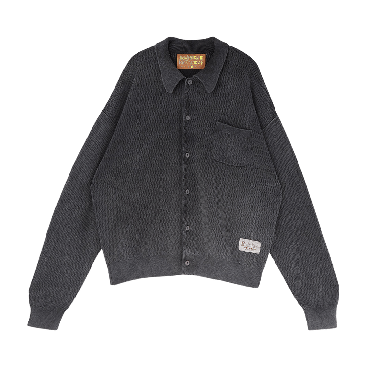 Brain Dead Pigment Dye Long-Sleeve Polo Sweater 'Ink'
