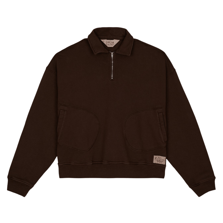 Brain Dead Half Zip Collared Sweatshirt 'Brown'