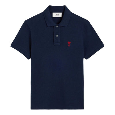AMI Small Heart Logo Polo Shirt 'Night Blue'