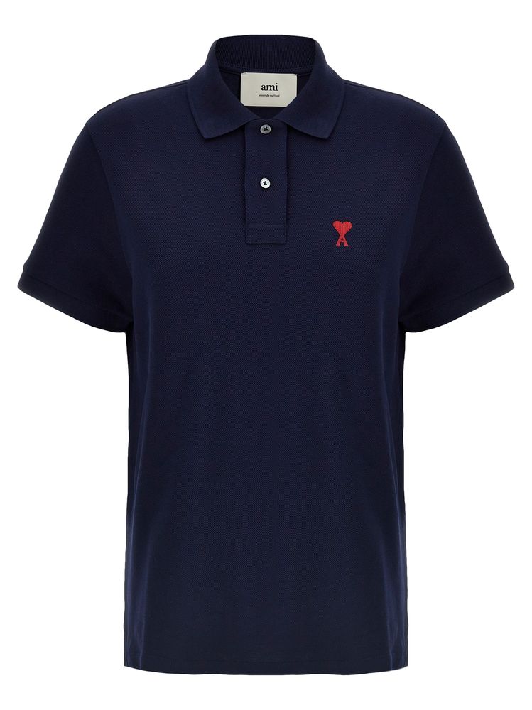 AMI Paris Logo Embroidered Short Sleeved Polo Shirt