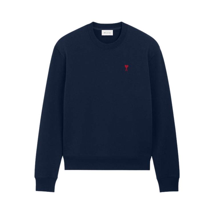 Ami Quota Sweatshirt With Red De Coeur 'Bleu Nuit'