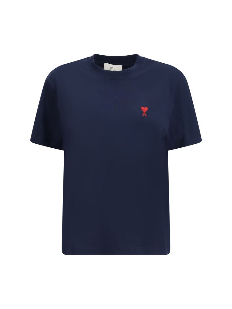 AMI Logo Embroidered Crewneck T-Shirt