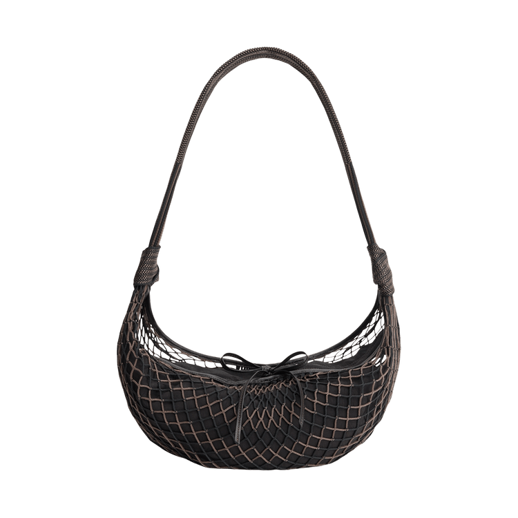 Lemaire Croissant Filt Bag 'Chevron Marron Glacé/Black'