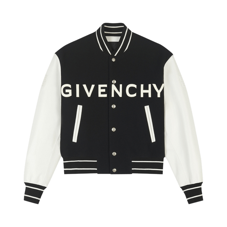 Givenchy Wool And Leather Big Varsity Jacket 'Black/Wwhite'