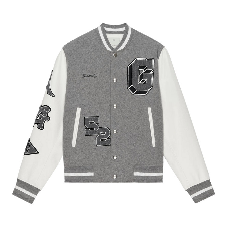Givenchy Logo Embroidered Bomber Jacket 'Grey/White'