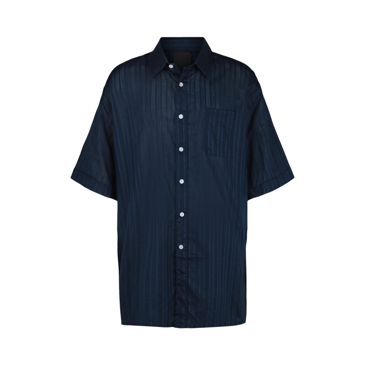 Givenchy Striped Cotton Voile Short-Sleeve Shirt 'Navy'
