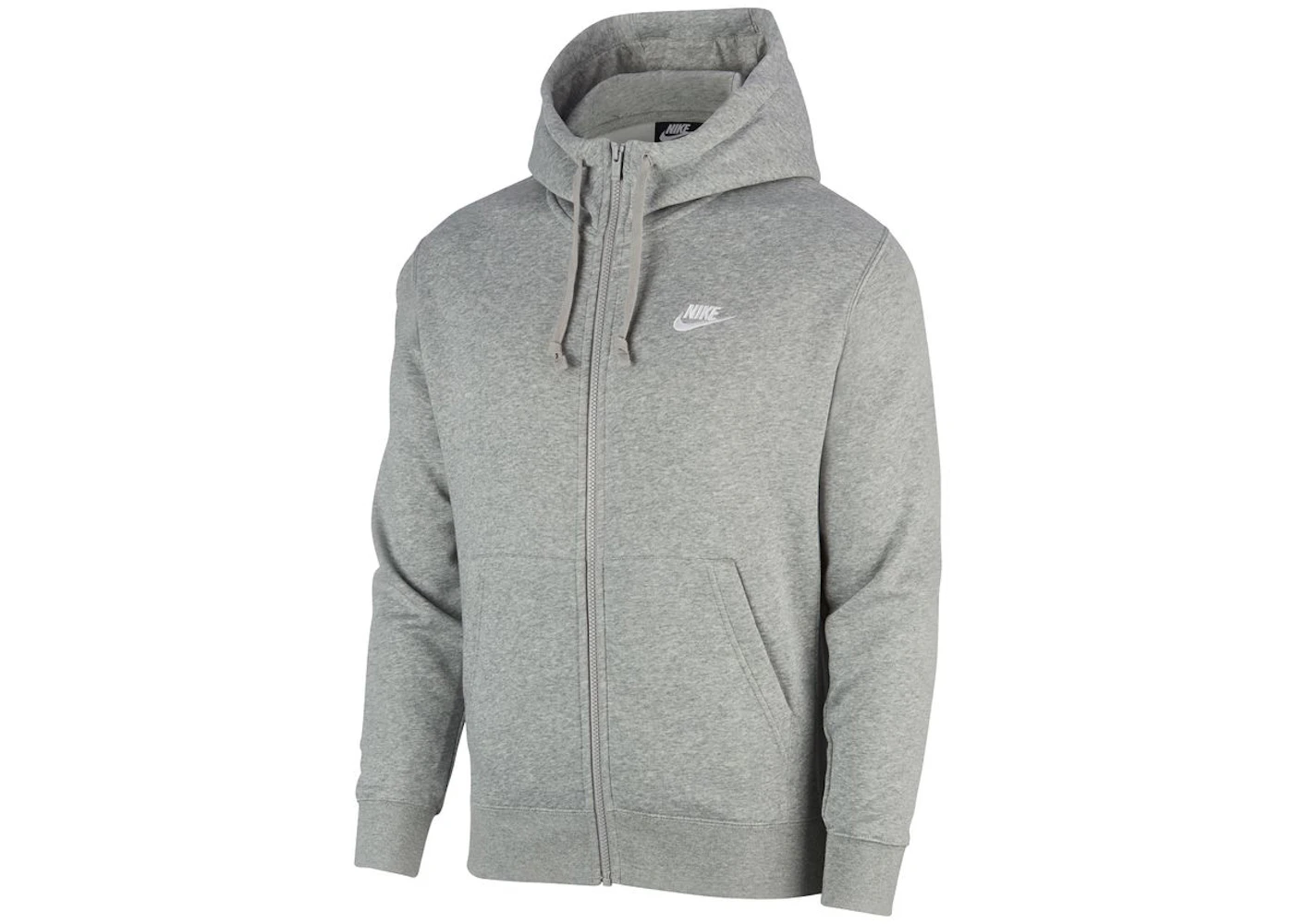 Nike Sportswear Club Fleece Full-Zip Hoodie Dark Grey Heather/Matte Silver/White