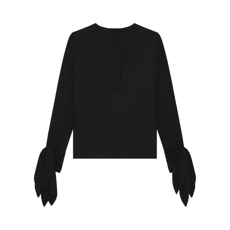 Givenchy Deep V-Neck Bow Cuffs Blouse 'Black'