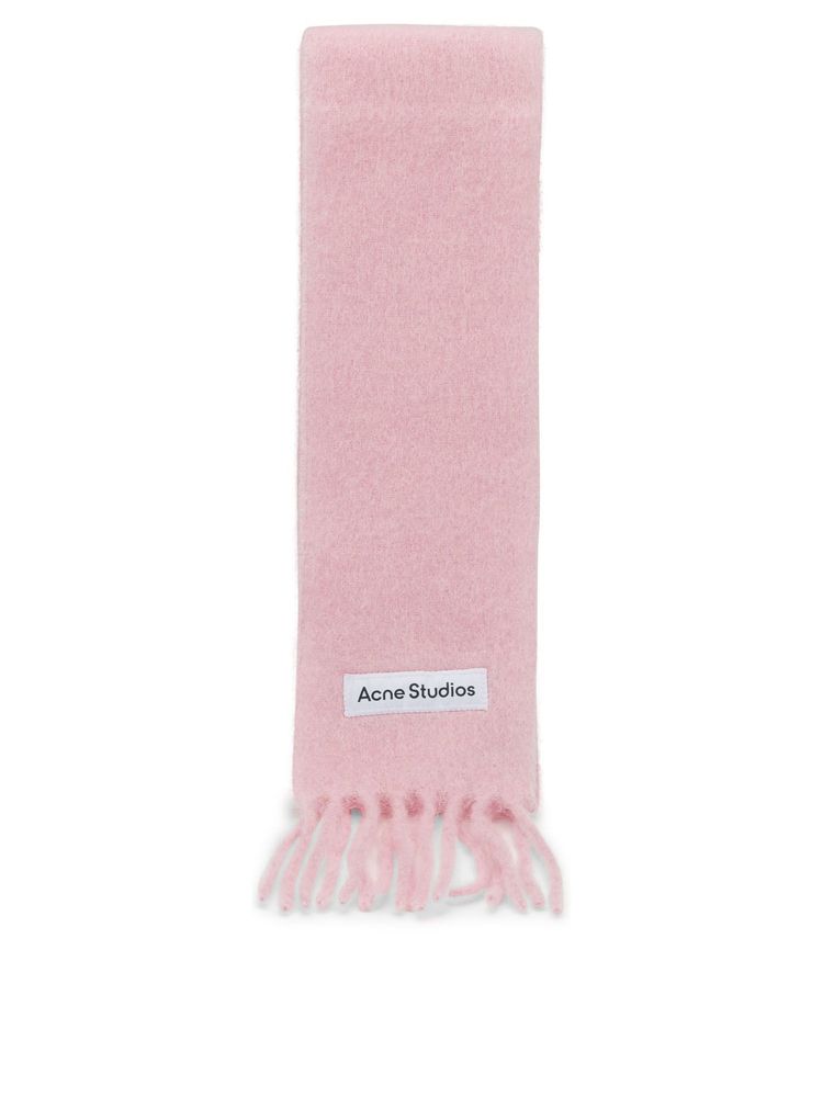 Acne Studios Logo Patch Fringed Edge Scarf