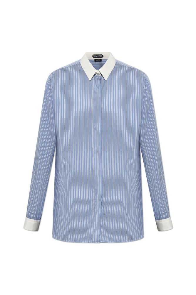 Tom Ford Contrast Collar Striped Shirt