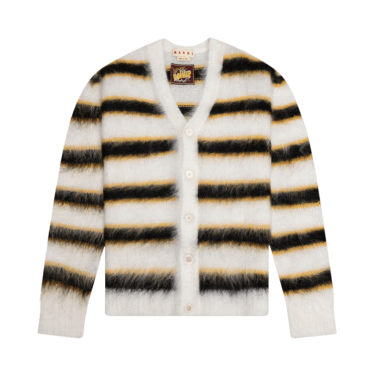 Marni Mohair And Wool Blend Cardigan 'Lily/White'