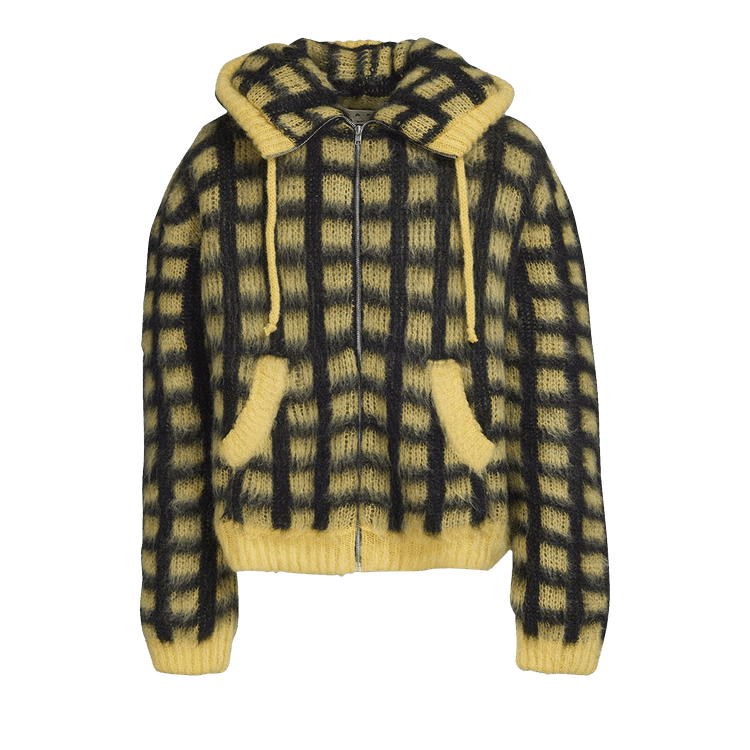 Marni Check Fuzzy Knit Cardigan 'Maize'