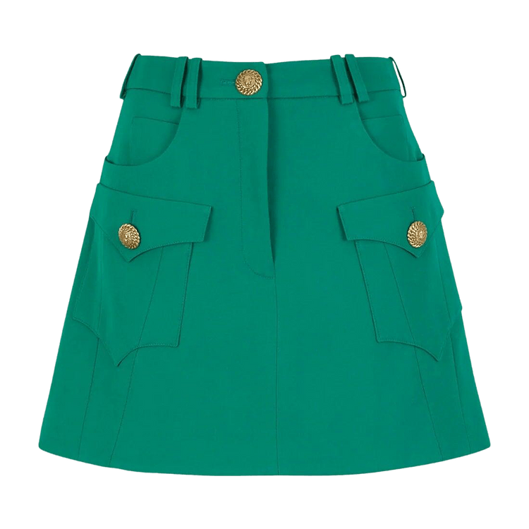 Balmain Western A-Line Skirt 'Light Emerald'