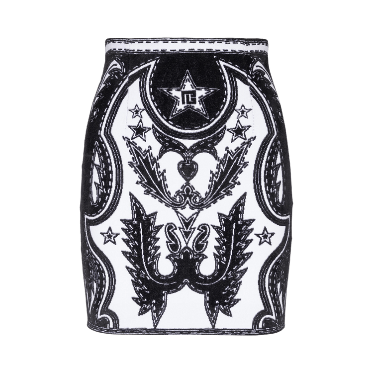 Balmain PB Western Short Skirt 'White/Black'