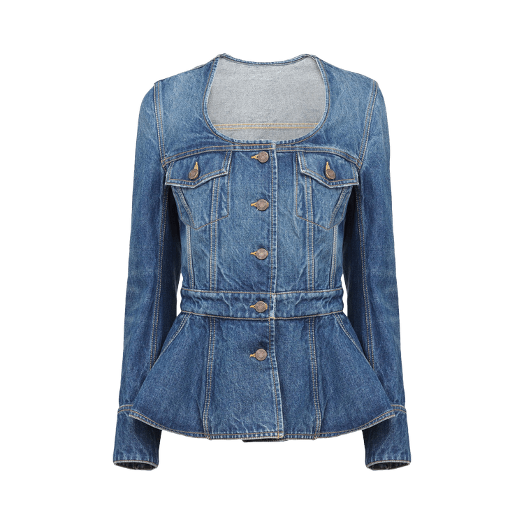 Chloé Peplum Riding Jacket 'Faded Indigo'