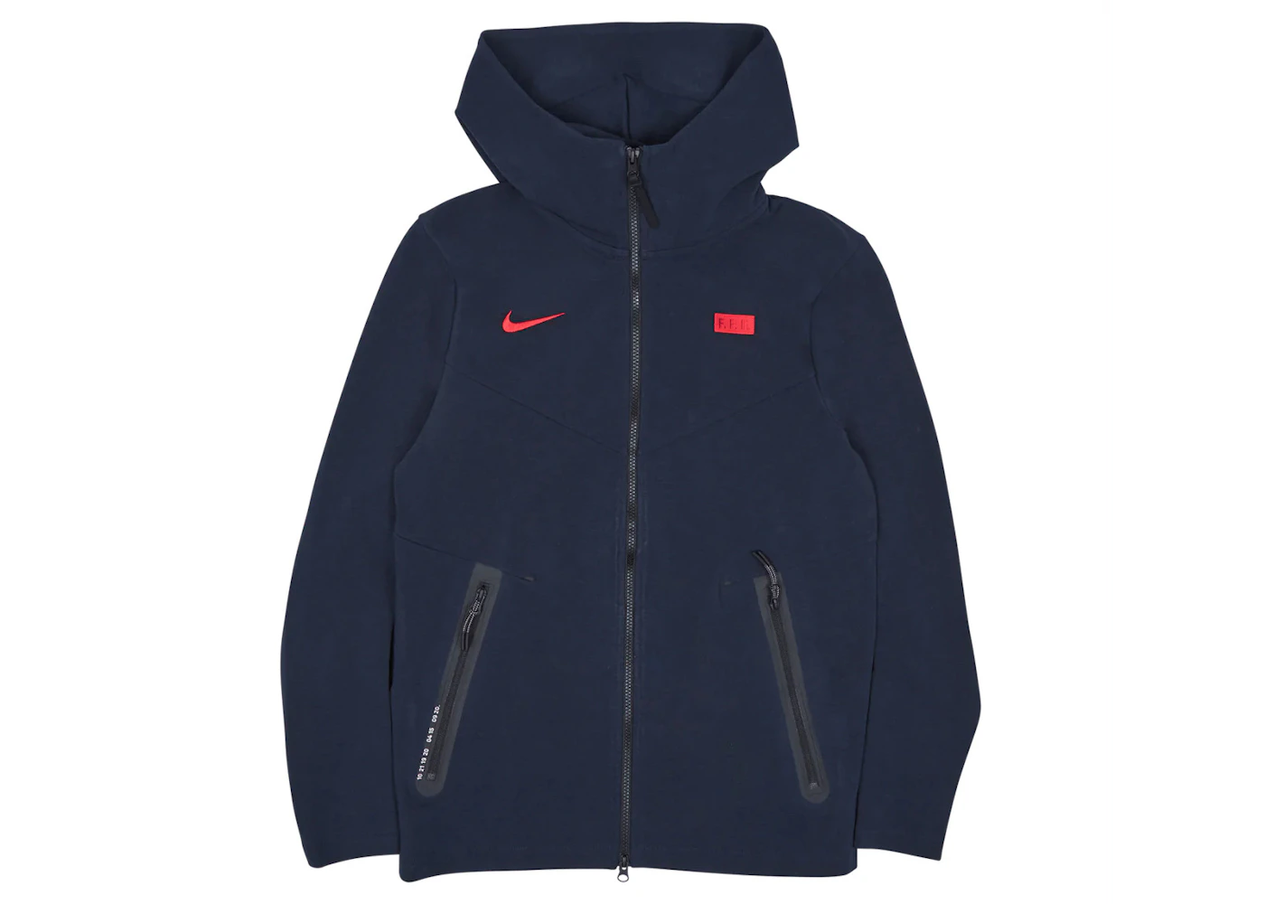 Nike France Tech Fleece Full-Zip Hoodie Dark Obsidian/University Red