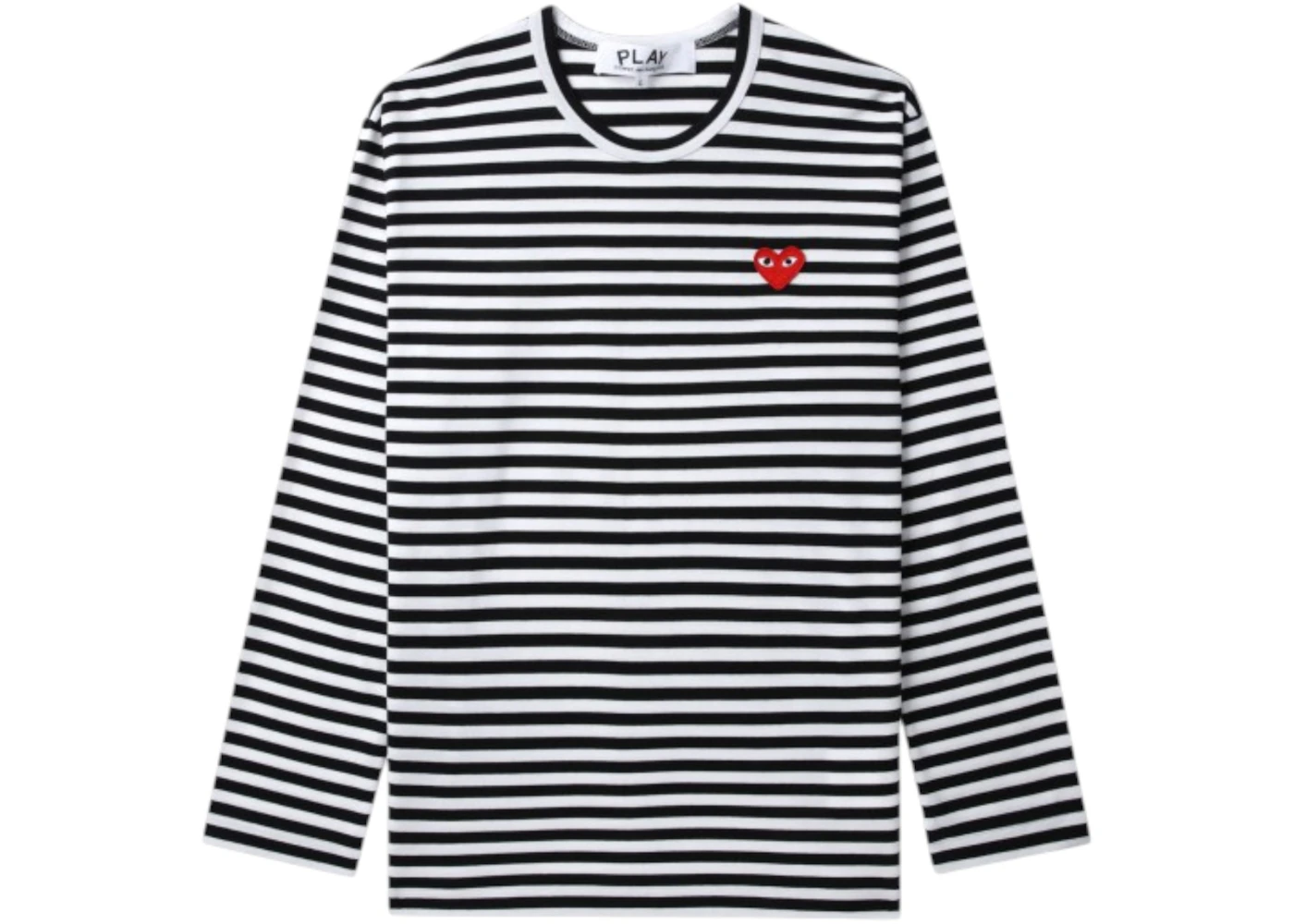 Comme des Garcons PLAY Heart Logo Striped Mens L/S T-shirt Black