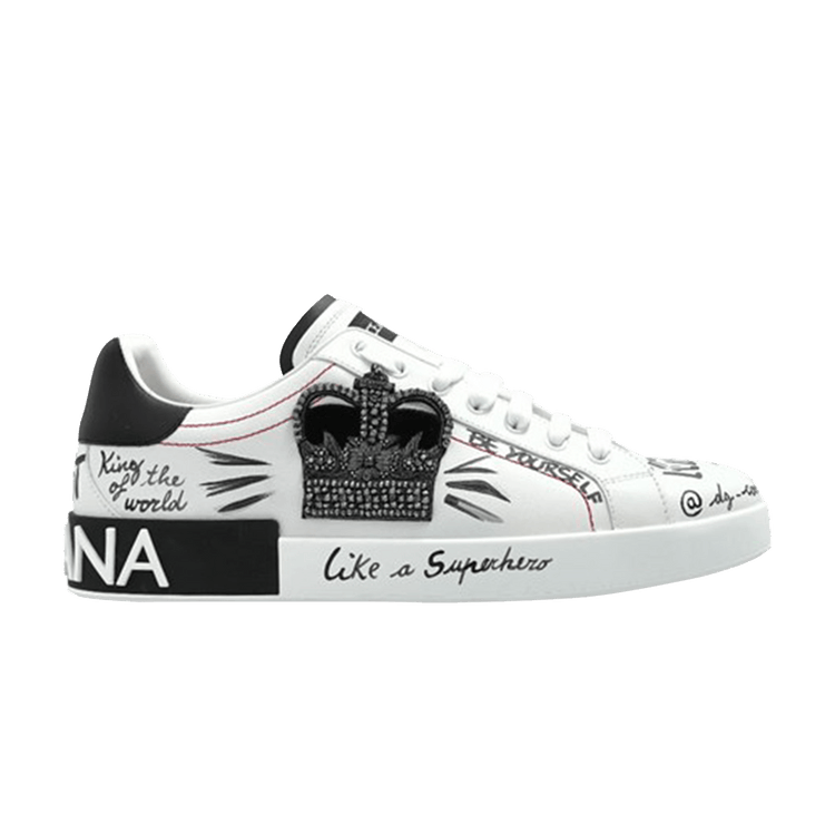 Dolce & Gabbana Rhinestone Crown Sneaker 'Black White'