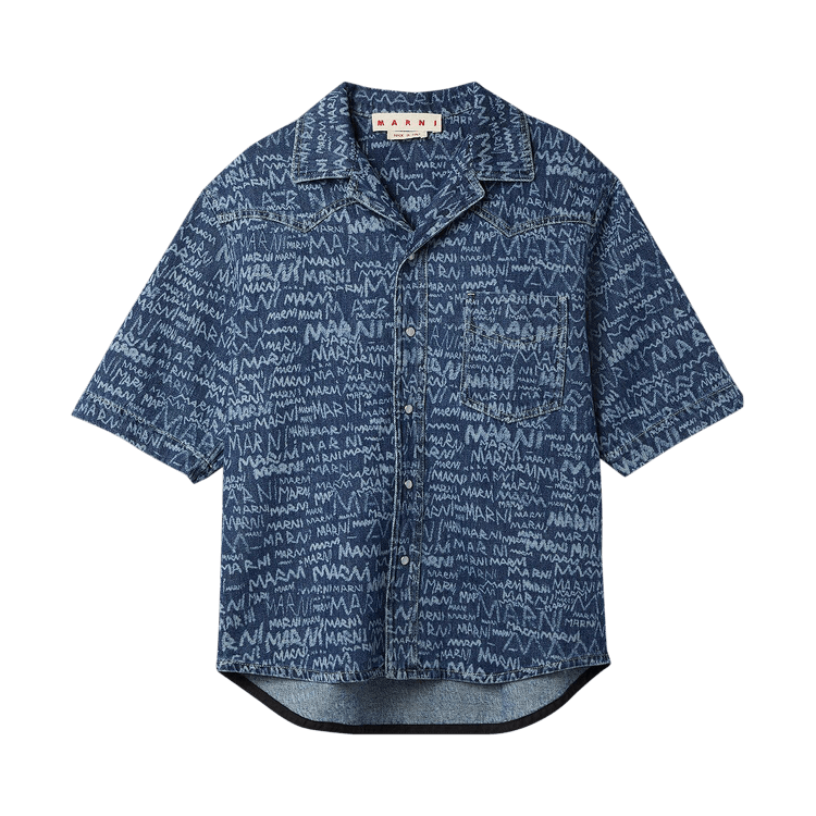 Marni Pencil Logo Western Shirt 'Blue Kyanite'