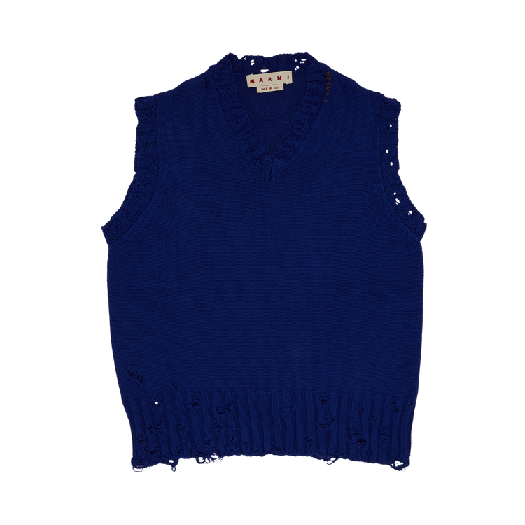 Marni Dishevelled V Neck Sweater 'Bluette'