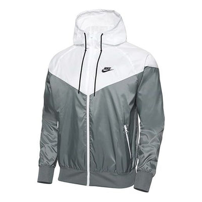 Nike Sport Zipper Hoodie Wind-Proof Jacket Men's GreyWhite