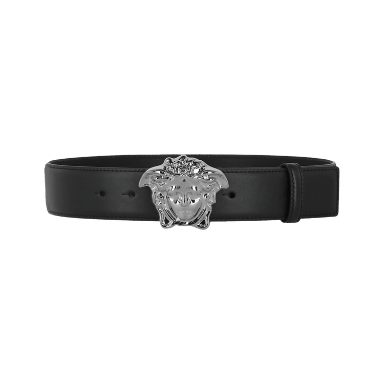 Versace La Medusa Leather Belt 'Black/Ruthenium'