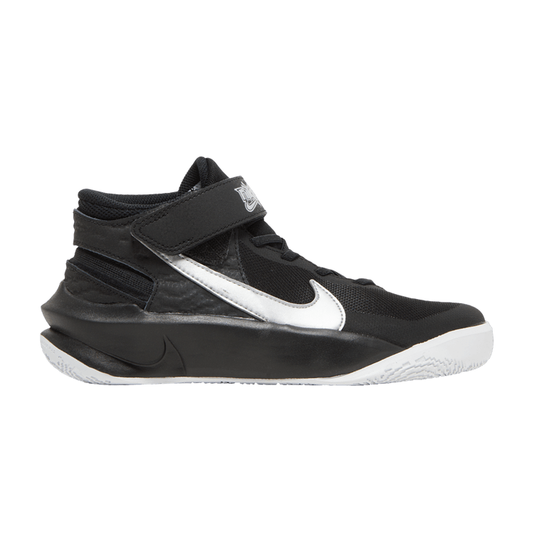 Nike Team Hustle D10 FlyEase GS 'Black Metallic Silver'