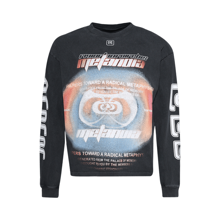RIVINGTON roi Rebis Divinity Paper Garden Long-Sleeve Tee 'Faded Black'