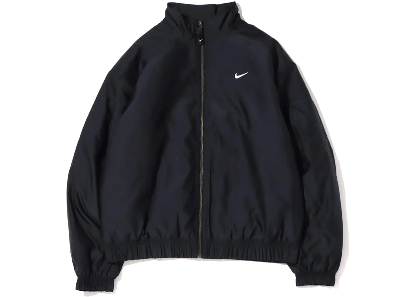 Nike Solo Swoosh Satin Bomber Jacket Black Kumquat