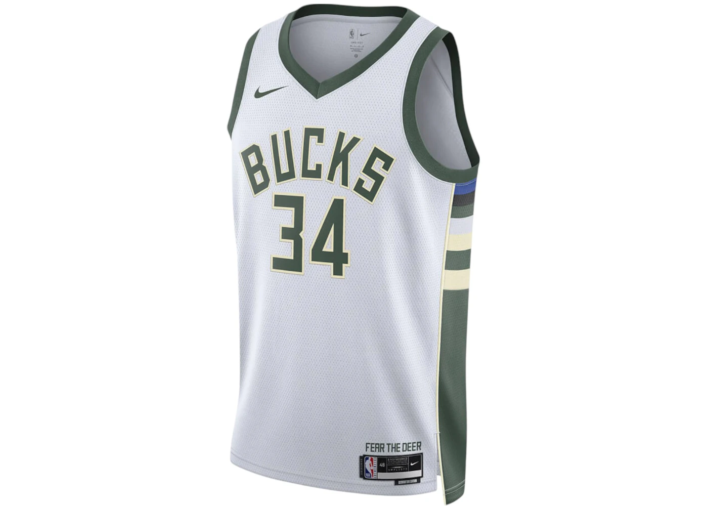 Nike NBA Milwaukee Bucks Giannis Antetokounmpo Association Edition Swingman Dri-Fit Jersey White/Green/Cream