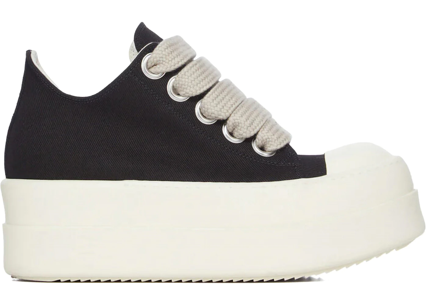 Rick Owens DRKSHDW Temple Mega Bumper Jumbolace Low Sneaks Black Milk
