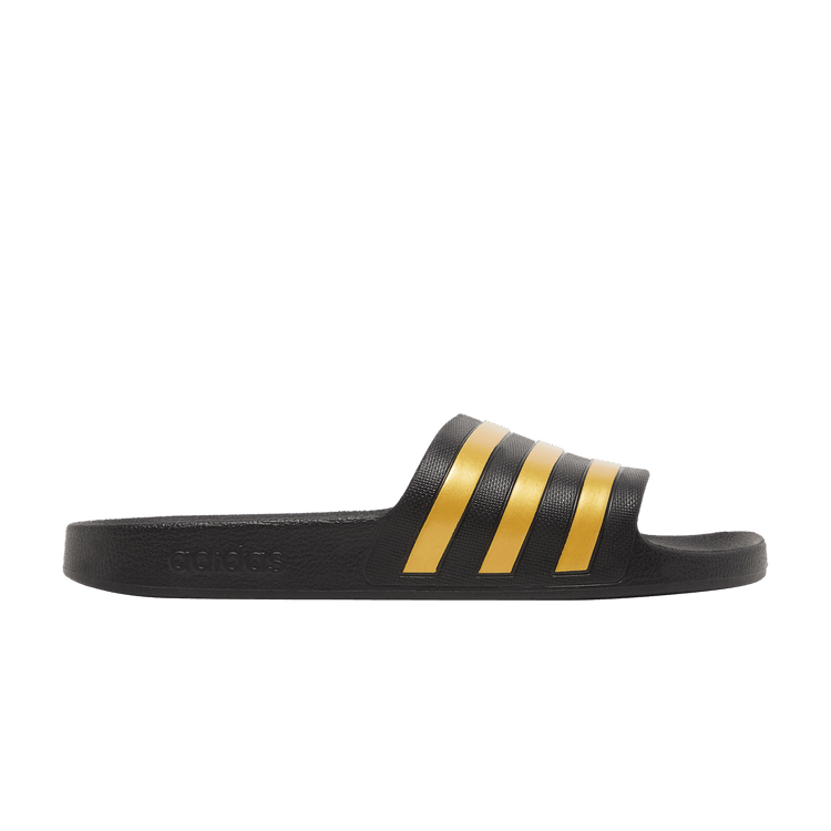 adidas Adilette Aqua Slides 'Black Gold Metallic'