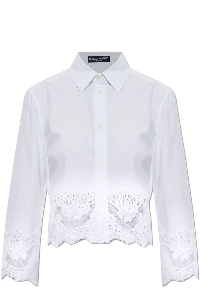Dolce & Gabbana Cropped Lace-Trim Shirt