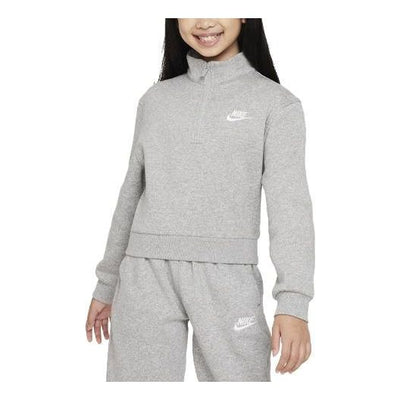 (GS) Nike Sportswear Club Fleece 1/2-Zip Long-Sleeve Top 'Dark Grey Heather'