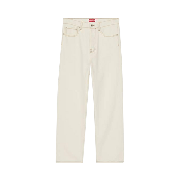 Kenzo Creations Cropped Asagao Straight Jeans 'Stone Bleached White'