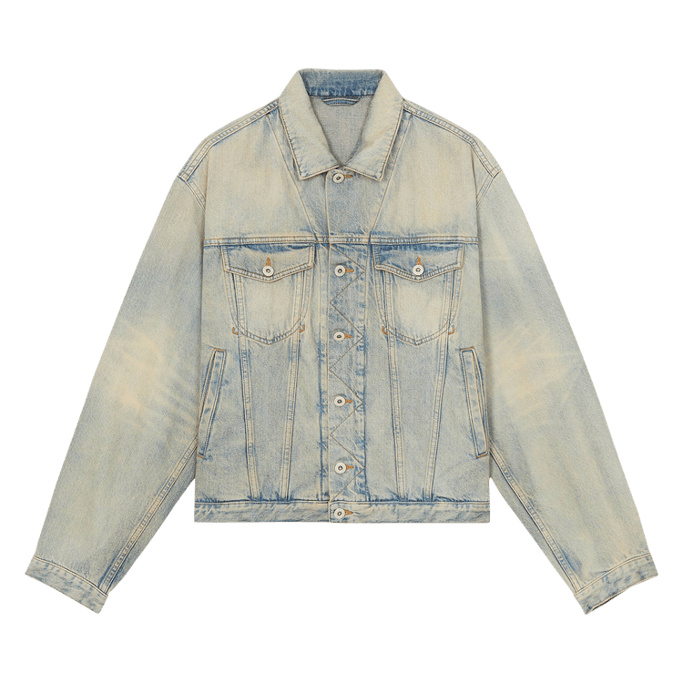 Kenzo Drawn Varsity Denim Trucker Jacket 'Dirty Denim'