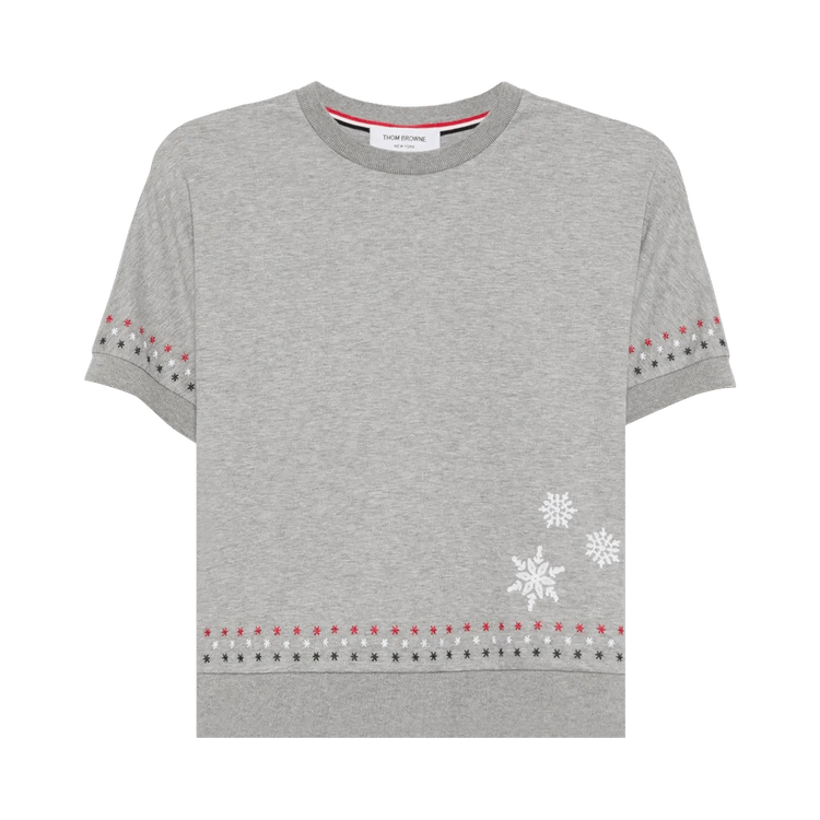 Thom Browne Snowflake Embroidery Short-Sleeve Dolman Tee 'Medium Grey'