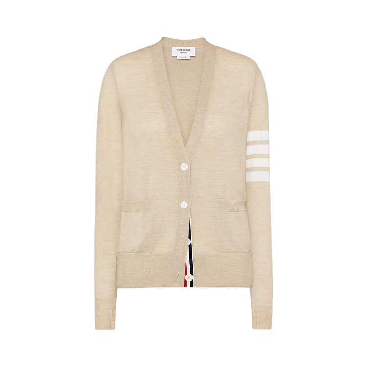 Thom Browne 4 Bar Relaxed Fit V-Neck Cardigan 'Beige'