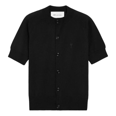 (WMNS) AMI Wool Short Sleeves Ami De Coeur Cardigan 'Black'