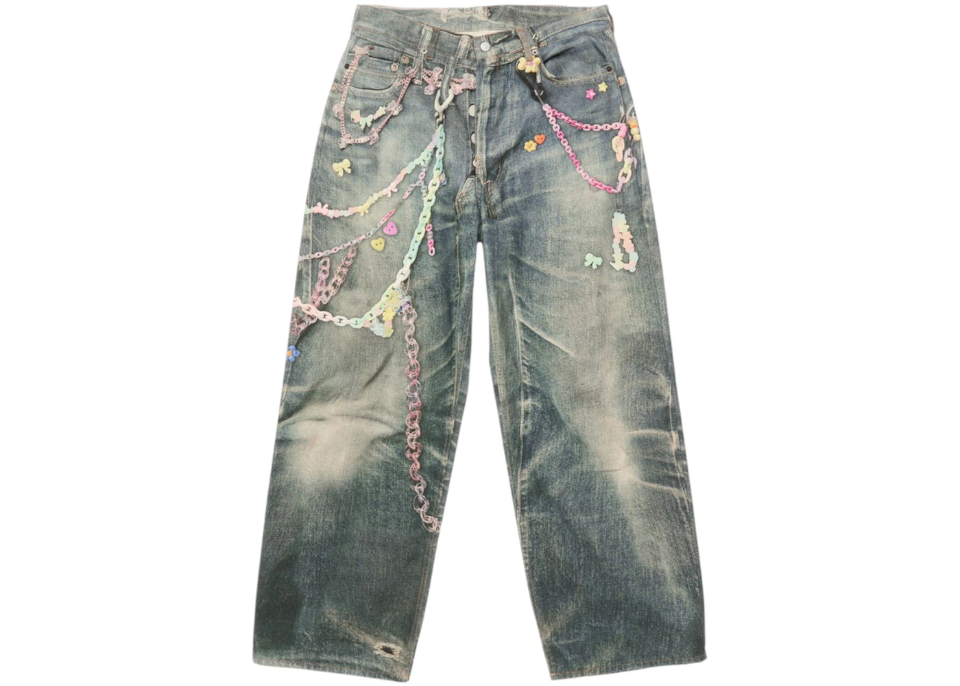 Acne Studios Vintage Chain Detail Loose Jeans Blue