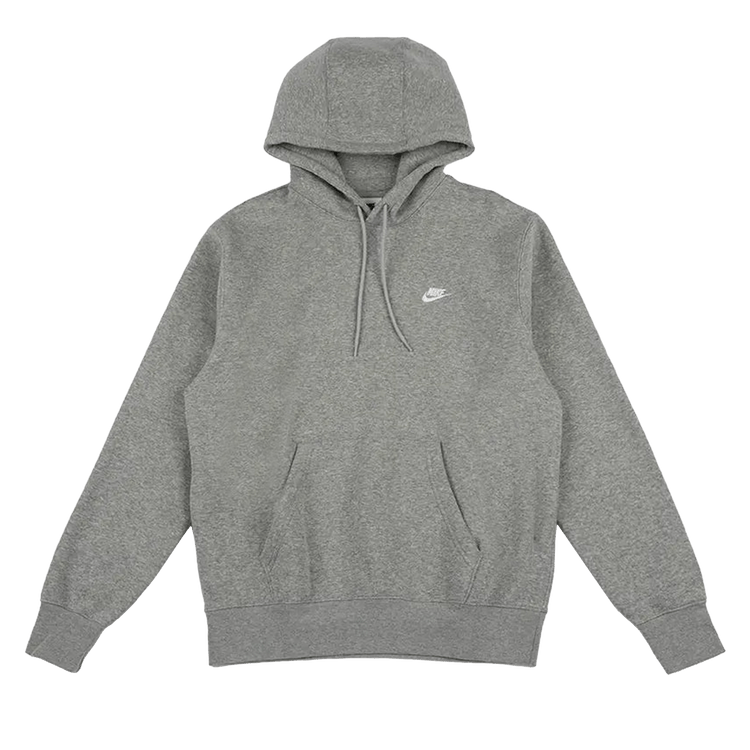 Nike Club Fleece Pullover Hoodie 'Dark Grey Heather/Light Smoke Grey/White'