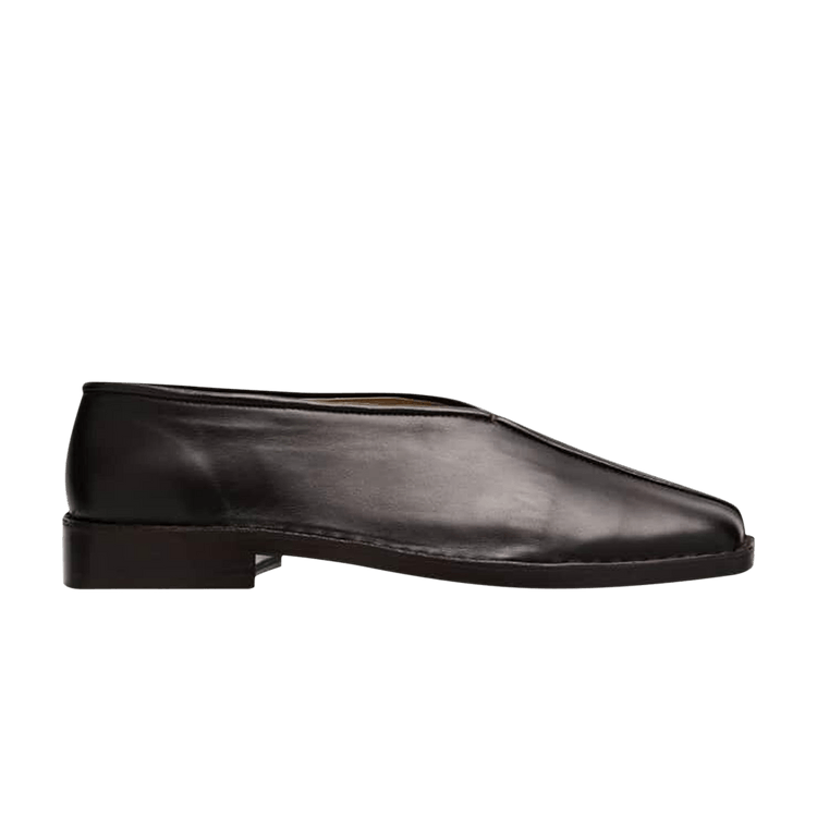 Lemaire Flat Piped Slippers 'Black Dark Chocolate'