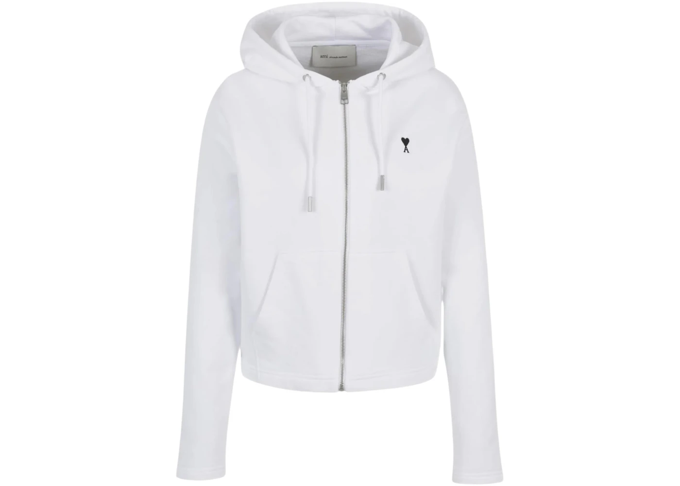 Ami Paris De Coeur Embroidere Zip Hoodie White