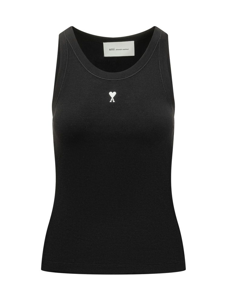 AMI Paris Ami de Coeur Ribbed Tank Top