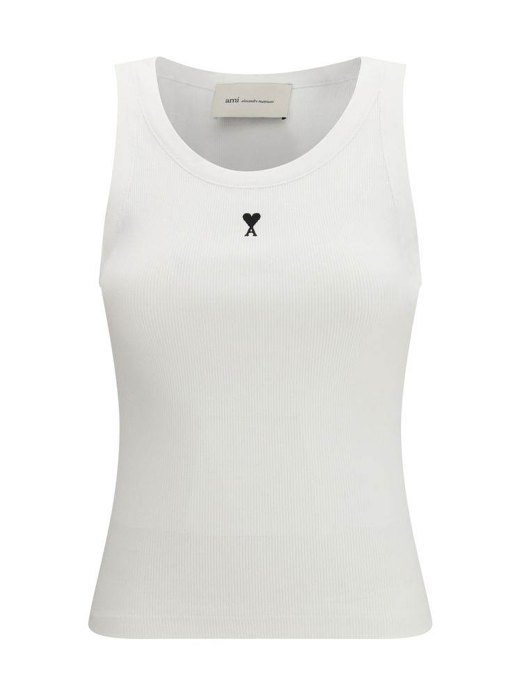AMI Paris Ami de Coeur Ribbed Tank Top