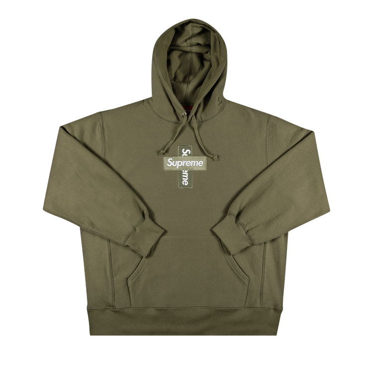 Supreme Cross Box Logo Hooded Sweatshirt 'Light Olive'