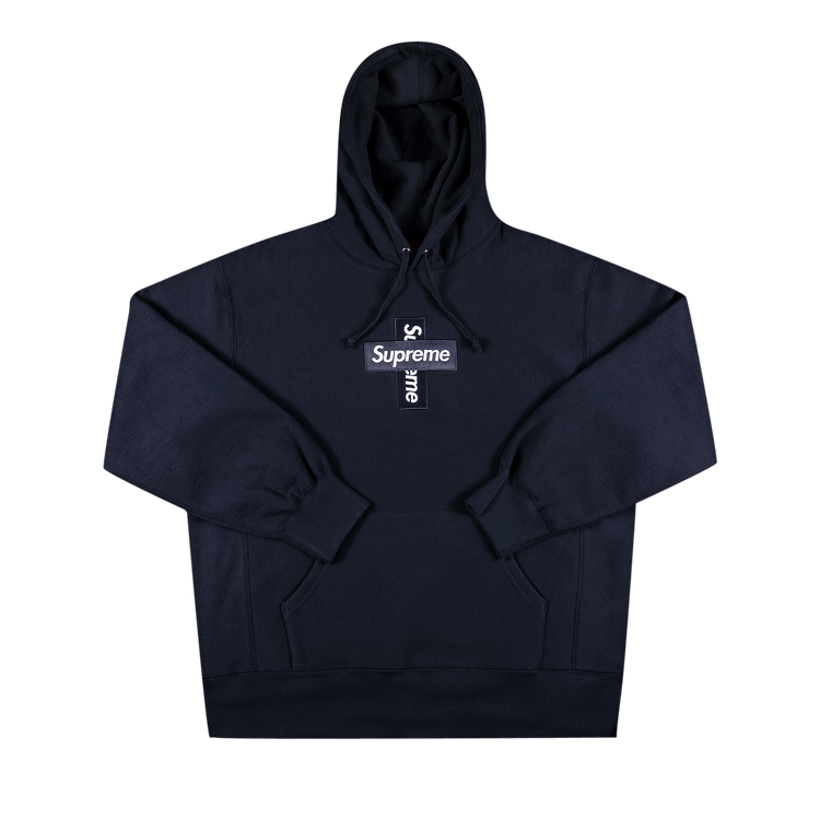 Supreme Cross Box Logo Hooded Sweatshirt 'Navy'